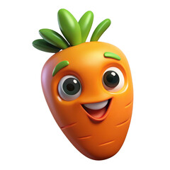 Naklejka premium 3d cartoon carrot character with happy expression isolated on transparent background