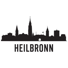 Obraz premium Heilbronn skyline, monochrome. Vector black silhouette. with white background.