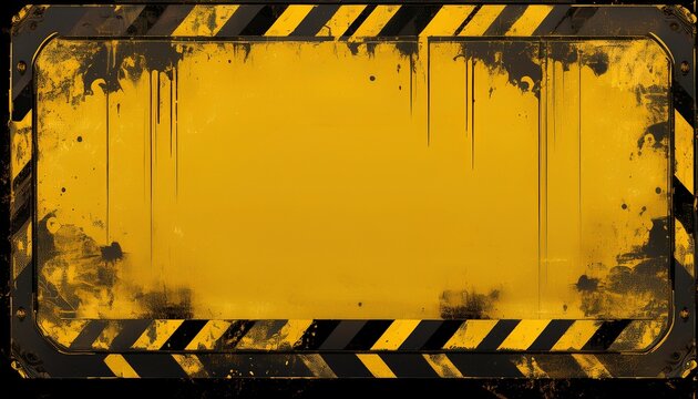 evoke a post apocalyptic or dystopian feel with this weathered hazard frame the dirty eroded border suggests a quarantine zone an abandoned factory or a warning sign from a world gone wrong