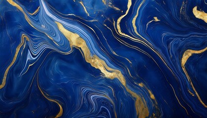 abstract dark blue marble texture with gold splashes blue luxury background