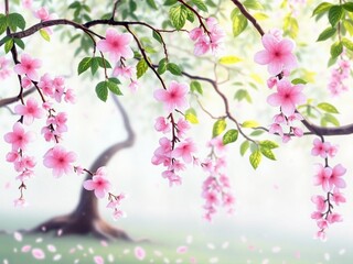 Fototapeta premium Delicate Pink Blossoms Under a Gentle Spring Sunlight
