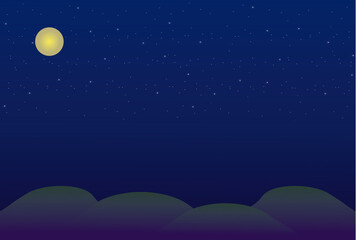 山奥の満月と星空