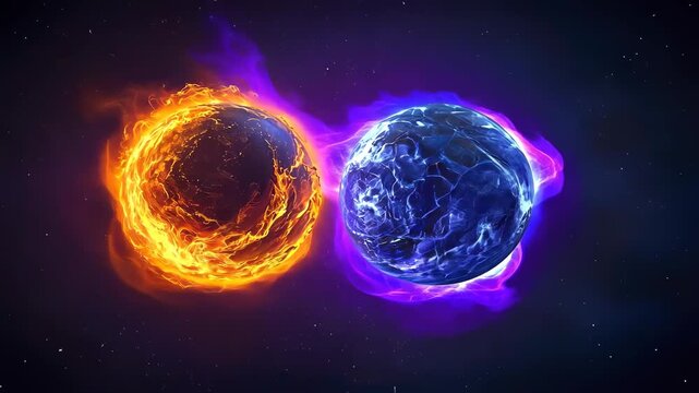 Cosmic dance of fire and ice spheres in the vast universe