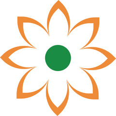 Orange green and white festive independence day flower vector element