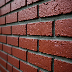 Close-Up of Red Brick Wall with Rough Texture and Mortar Lines
