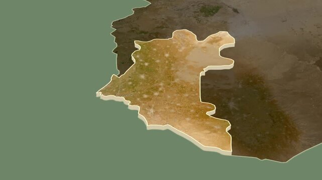 Dar`a region, Syria, extruded. Map animation