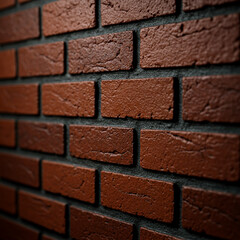 Close-Up of Red Brick Wall with Rough Texture and Mortar Lines