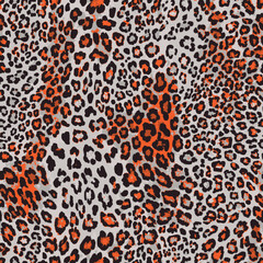 Trendy Elegant shape vector blurred earth skin tones trendy leopard animal skin wild life hand drawn seamless pattern wrapping paper decorative,  print canvas repeatable pattern, Fashionable Luxury  © hilmi