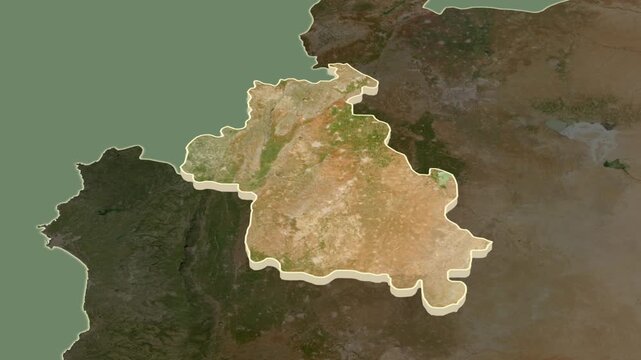 Idlib region, Syria, extruded. Map animation