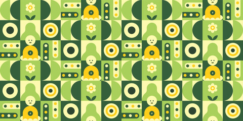 Geometric Green and Yellow Abstract Illustration