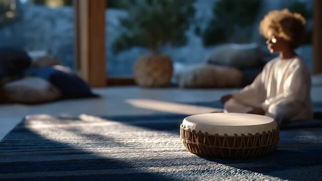 Teacher Singing with Tambourine in a Bright Classroom for Engaging Music Lesson, Early Childhood Education, Interactive Learning Activities, Fun Classroom Music Program, and Educational