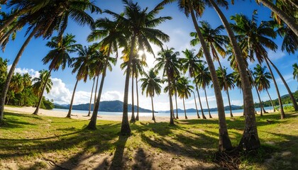 Tropical beach with palm trees