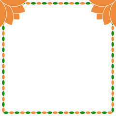 Orange festive frame with flowers for design decoration