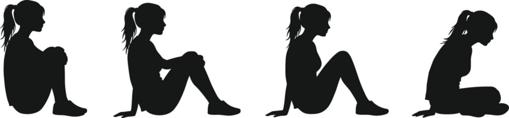 Silhouette, woman, seated, yoga, meditation, relaxation, fitness, exercise, stretching, calm, posture, wellness