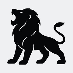 Silhouette roaring lion side view logo vector illustration