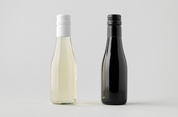 Small red and white wine bottle mockup, Burgundy Alsace Rhone shape, on neutral background