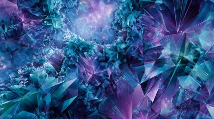 Intricate abstract crystal shards in vibrant shades of blue and purple