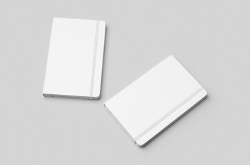 White hardcover notebook mockup on neutral background