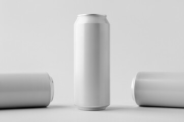White large tall beer or soda aluminum can mockup.