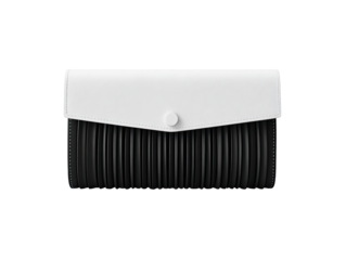 Black and white pleated clutch