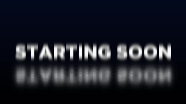 Starting Soon text animation with glitch effect isolated on black background