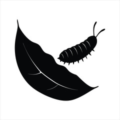 Insect Larva on Leaf Wildlife Silhouette Design