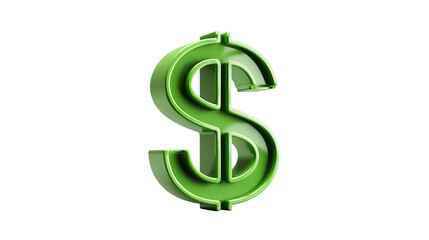 Obraz premium Glossy green dollar currency symbol isolated on transparent background