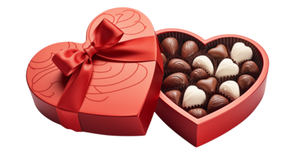 Heart shaped chocolate box offering sweet indulgence and romantic gesture for Valentine's Day
