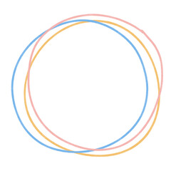 Hand drawn colorful circle frame in crayon-like texture