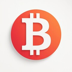 Fototapeta premium Bitcoin logo on a red and orange gradient circle