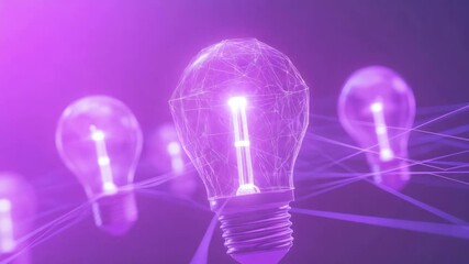 Abstract glowing purple light bulbs, interconnected