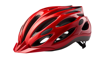 Ride safe with this stylish red helmet, perfect for biking adventures and outdoor sports activities
