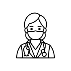 Fototapeta premium Medical Professional Portrait: A line art portrait of a medical professional, possibly a doctor or nurse, showcasing a sense of healthcare. 