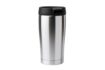 Modern stainless steel travel mug with sleek design for hot and cold drinks on the go