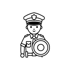 Security Officer: An illustration of a security officer is seen standing guard, symbolizing vigilance, security, and the important work of protecting and serving communities.