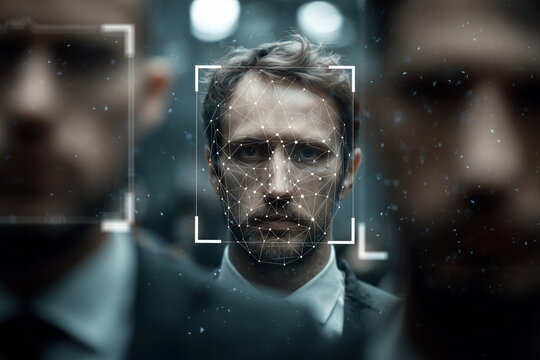 A man's face is being scanned by a machine