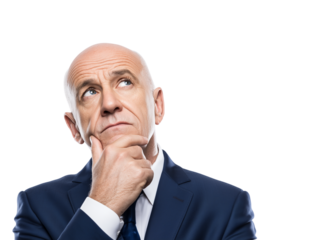 A Thoughtful Executive Exploring contemplation and vision, this close-up highlights a determined businessman reflecting on future strategies for success and innovation in business matters.