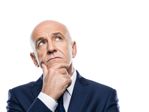 A Thoughtful Executive Exploring contemplation and vision, this close-up highlights a determined businessman reflecting on future strategies for success and innovation in business matters.