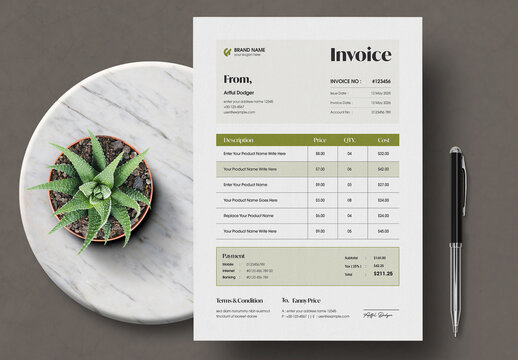 Modern Invoice Template Layout for Business Billing