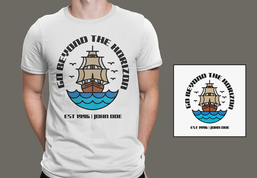 Vintage Nautical T Shirt Design Template