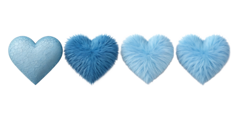 Four Blue Hearts in a Row Symbolizing Love and Affection on Black Background