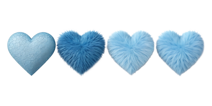 Four Blue Hearts in a Row Symbolizing Love and Affection on Black Background - Powered by Adobe