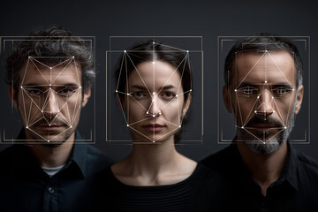 The faces are connected by lines