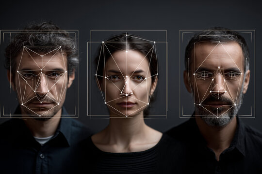 The faces are connected by lines