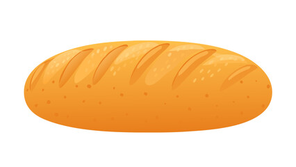 Freshly baked bread loaf resting on a clean surface, showcasing its golden crust and detailed texture in a warm kitchen setting