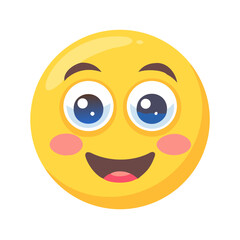 Fototapeta premium Happy smiley face with bright blue eyes and rosy cheeks expressing joy and positivity in a simple design