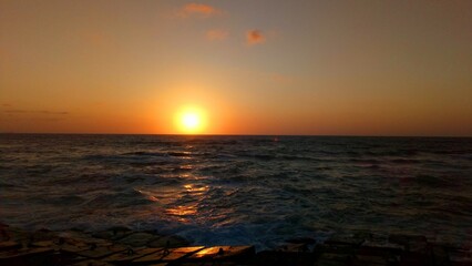 Scenic beach view along the North Coast of Egypt during golden hour