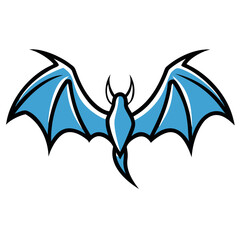 Naklejka premium Stylized blue dragon with wings in mid-flight showcasing its elegant design and vibrant color against a plain background