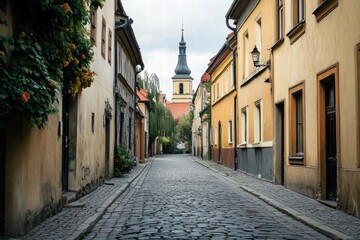 Fototapeta premium European street lined with old houses