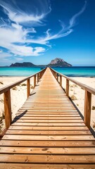 Obraz premium Wooden walkway leading to an island